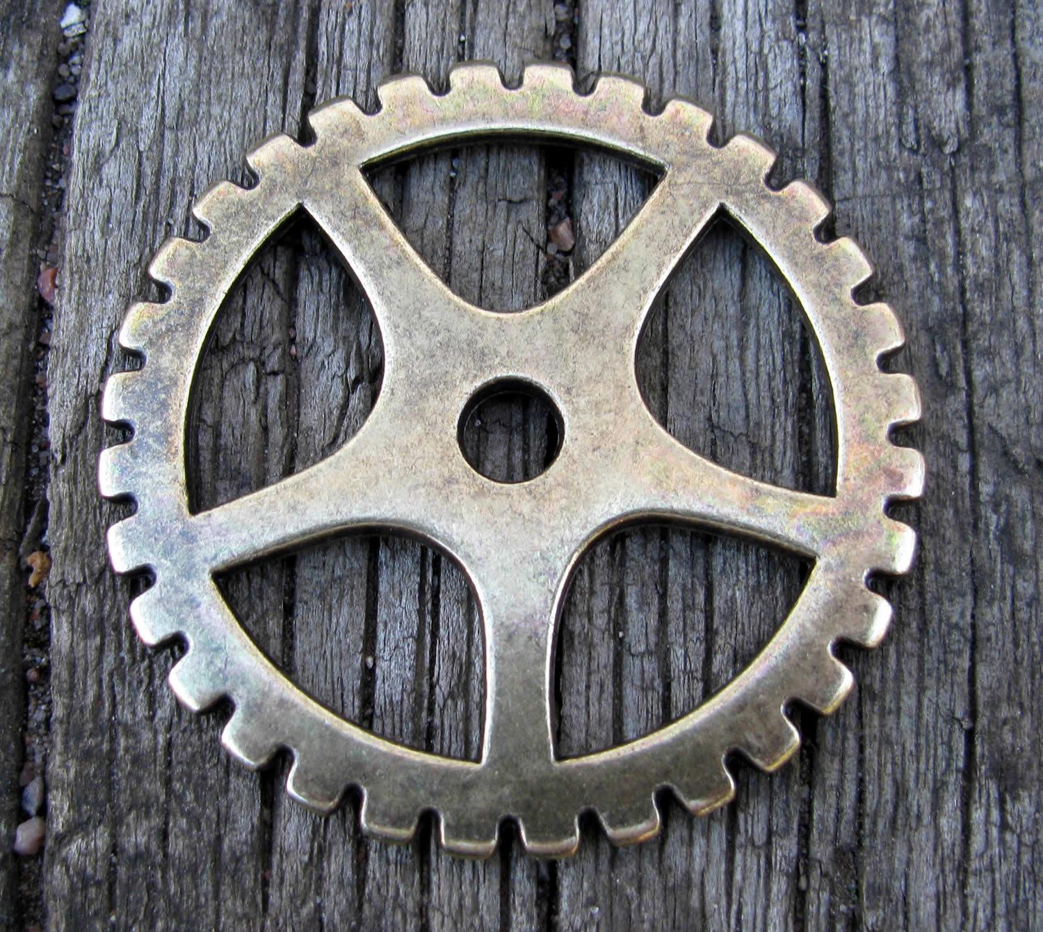 Hänge bronsfärgad - Kugghjul 50mm, 1 styck Grekisk Metall