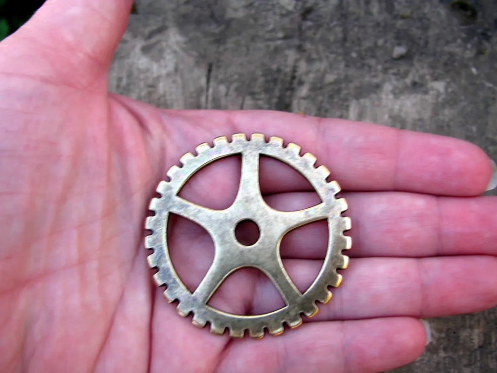 Hänge bronsfärgad - Kugghjul 50mm, 1 styck Grekisk Metall