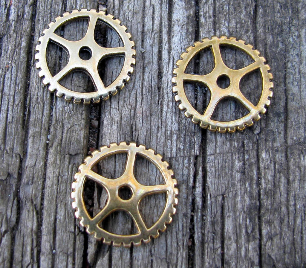 Berlock/hänge Bronsfärgad - Kugghjul 16mm, 3-pack Grekisk Metall