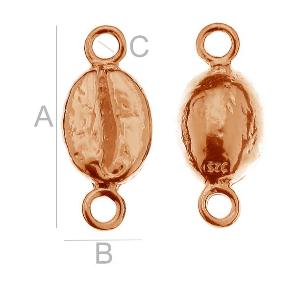 Connector 925 Silver 18K Rose Gold - Kaffeböna 17mm 1 styck Hilmas Pyssel