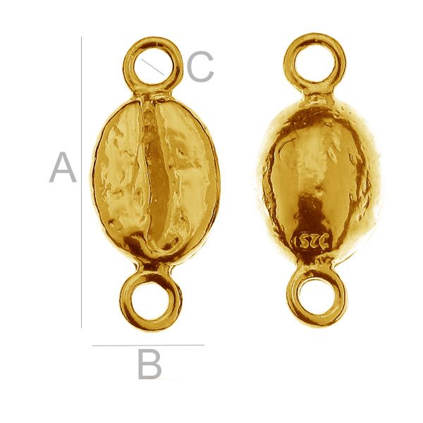 Connector 925 Silver 24K Gold - Kaffeböna 17mm 1 styck Hilmas Pyssel