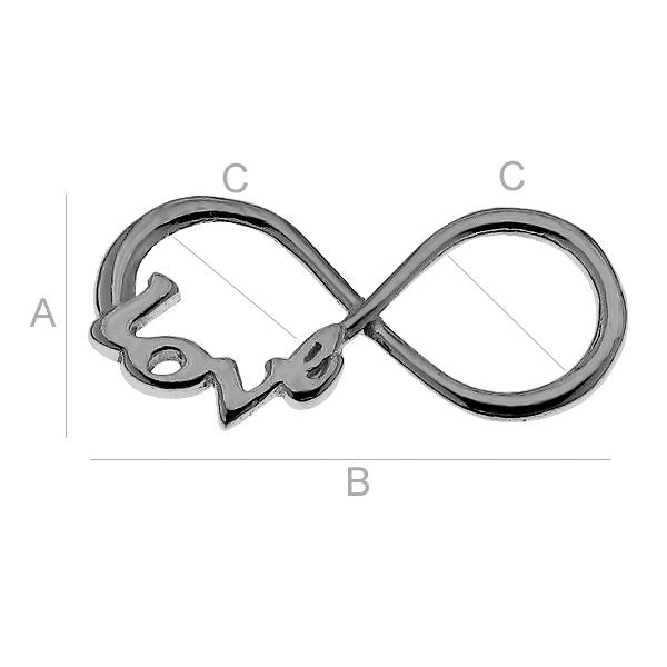 Connector 925 Silver Svart Rhodium - Evighetstecken Infinity Love 1 styck Hilmas Pyssel