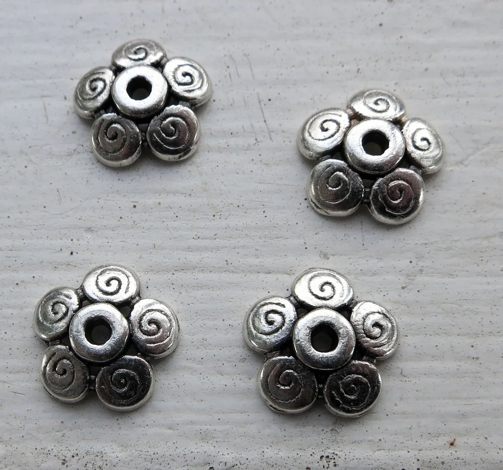 Pärlhattar Silverfärgade - Rundlar 11mm, 4-pack Grekisk Metall