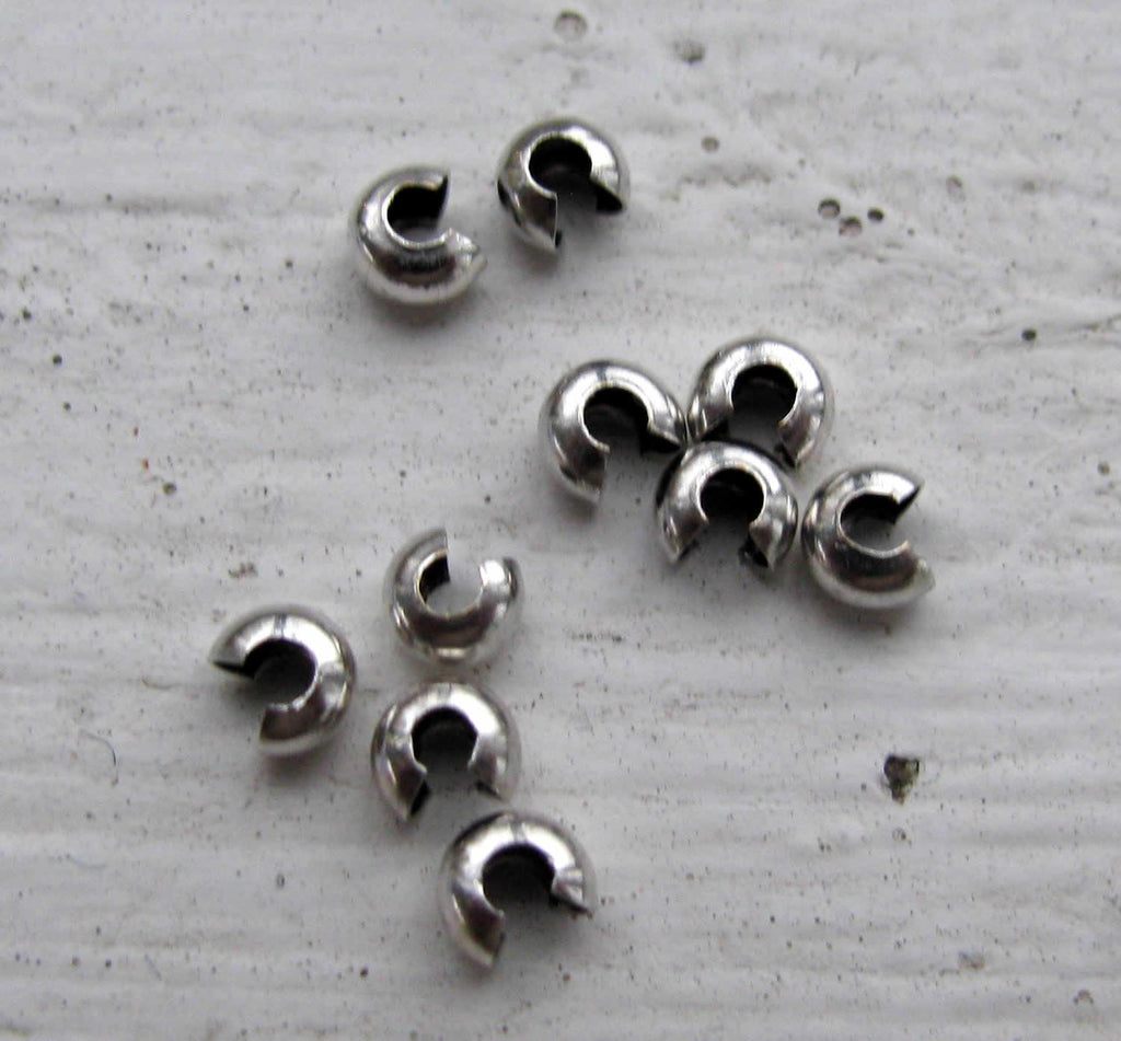 Klämtäckare i antik silverfärg - 3 mm 10-pack Grekisk Metall