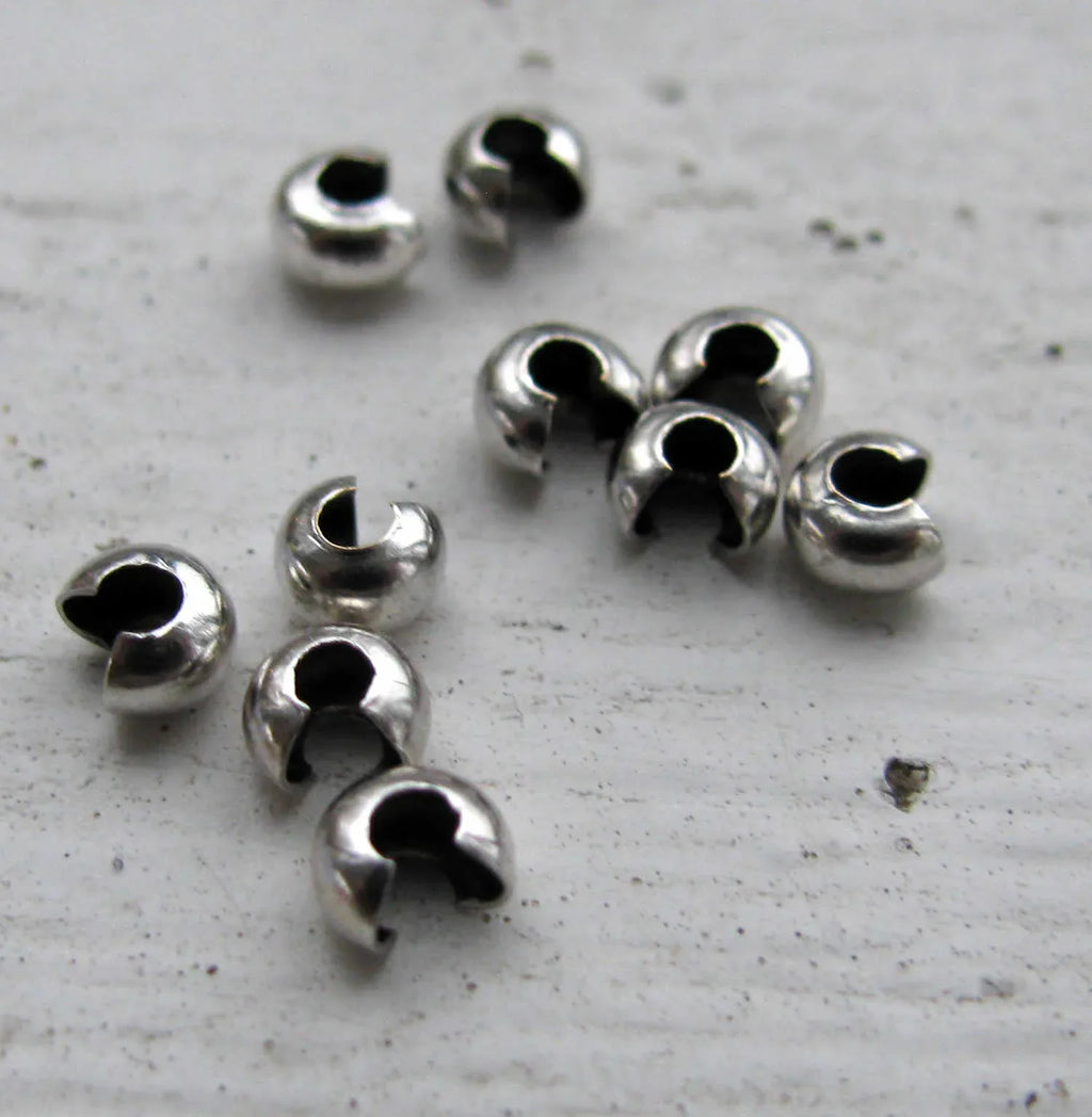 Klämtäckare i antik silverfärg - 3 mm 10-pack Grekisk Metall