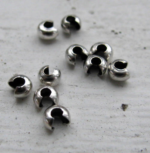 Klämtäckare i antik silverfärg - 3 mm 10-pack Grekisk Metall