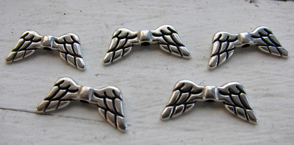 Mellandel silverfärgade - Änglavingar 19x8,5mm 5-pack Grekisk Metall