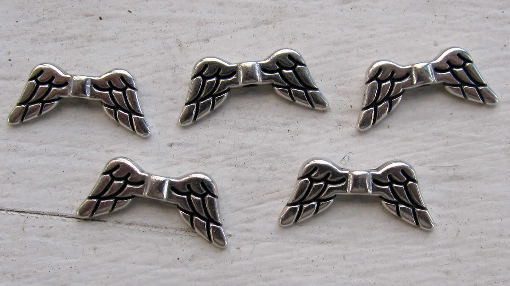 Mellandel silverfärgade - Änglavingar 19x8,5mm 5-pack Grekisk Metall