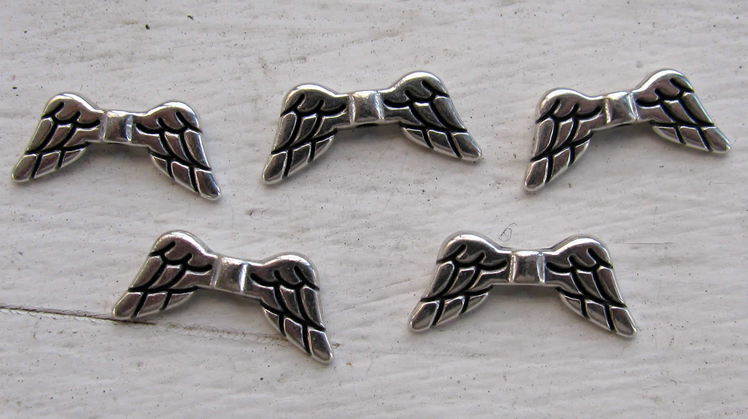 Mellandel silverfärgade - Änglavingar 19x8,5mm 5-pack Grekisk Metall