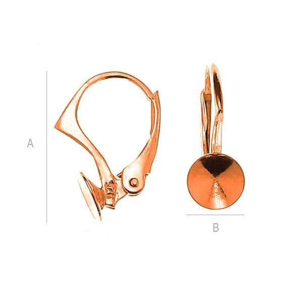 Öronkrokar i 925 Silver med 18K Rose Gold - Brisyr för Chaton 8mm Hilmas Pyssel