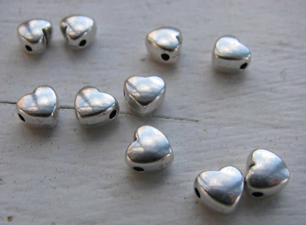 Mellandel Silverpläterad - Mindre bulligt hjärta, 6mm, 10-pack Grekisk Metall