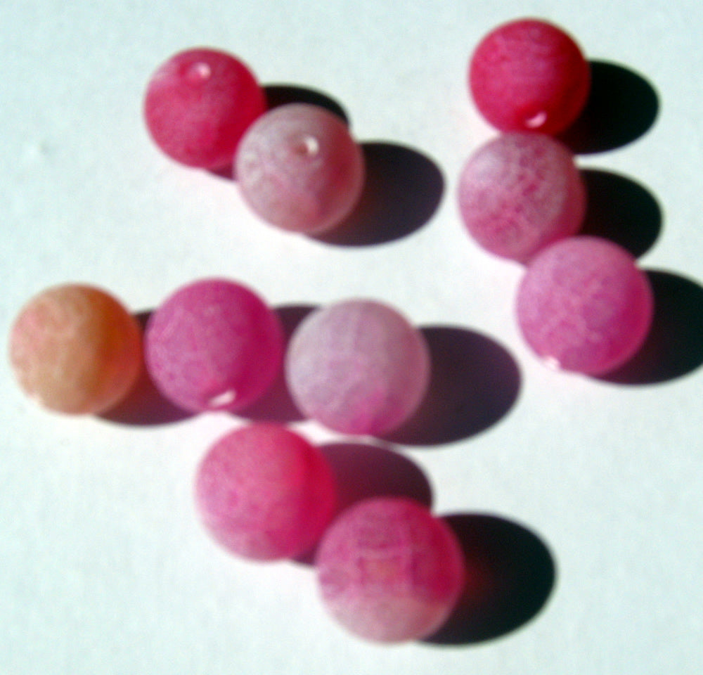 Frostad krackelerad agat - Rosa 10 mm 1 sträng Hilmas Pyssel