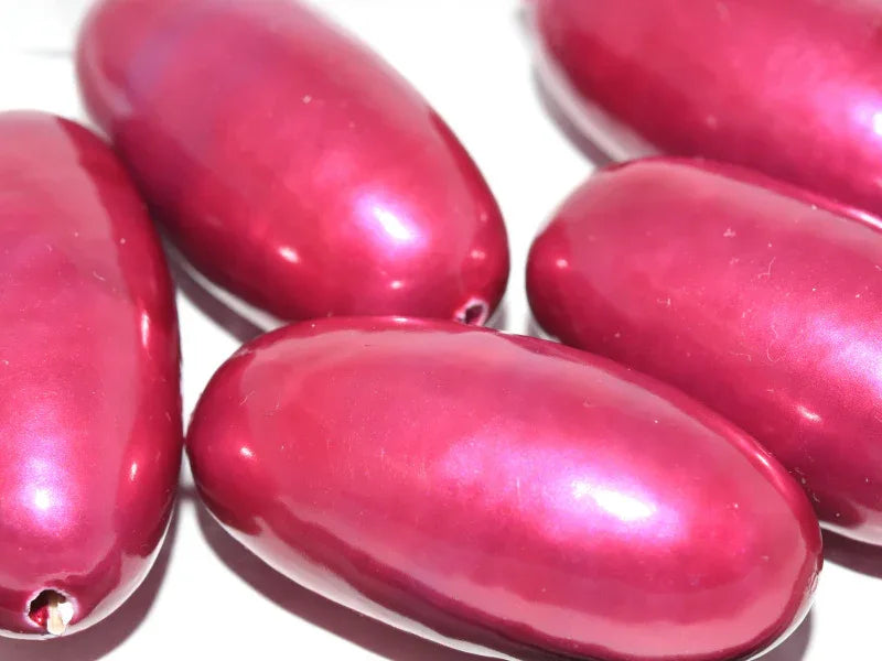 Paper Mache Beads - Dropp Fuchsia 40x23mm 1 styck Hilmas Pyssel