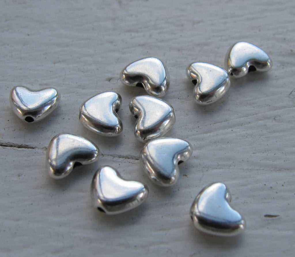 Mellandel Silverpläterad - Litet Hjärta, 6mm, 10-pack Grekisk Metall