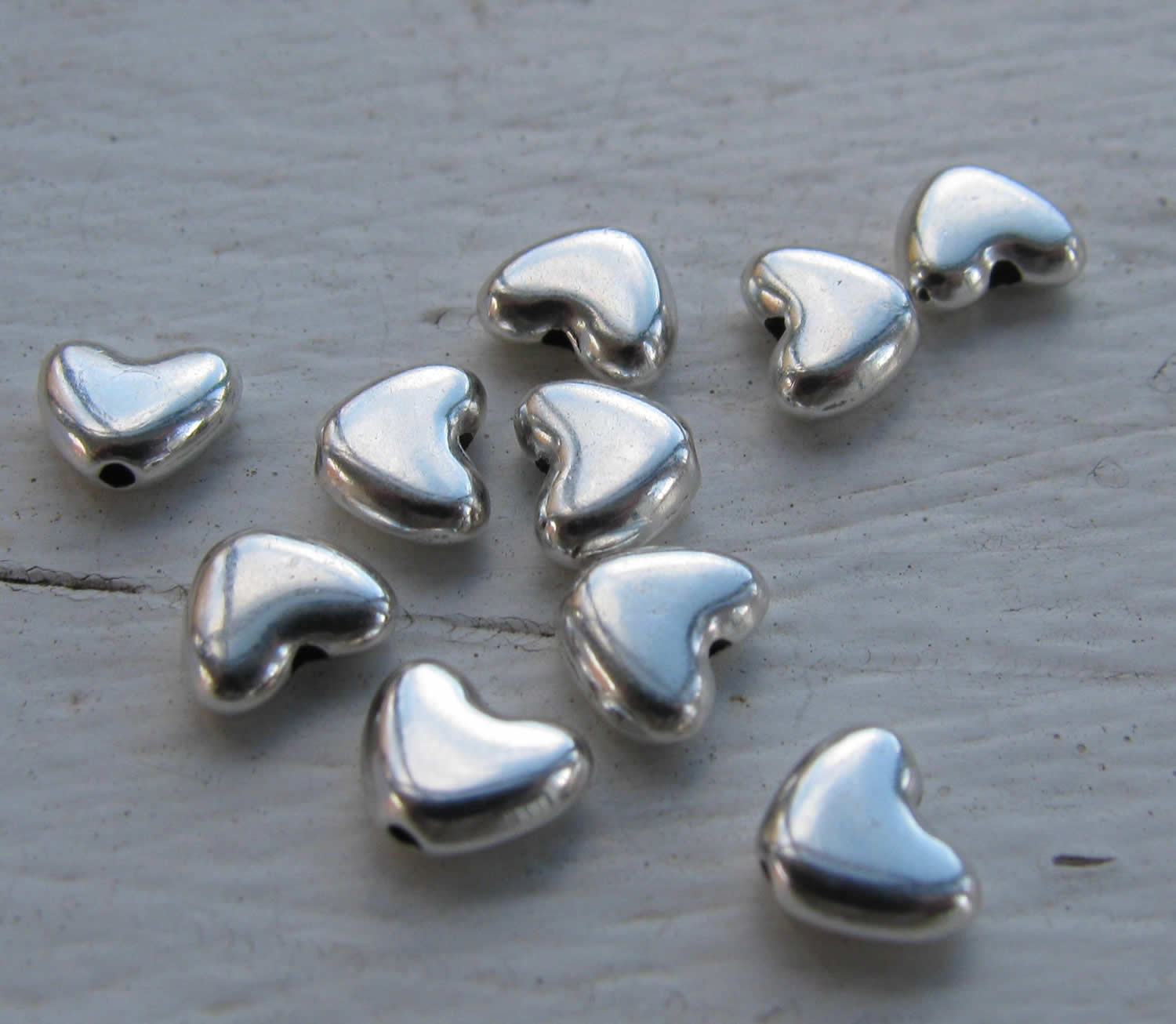 Mellandel Silverpläterad - Litet Hjärta, 6mm, 10-pack Grekisk Metall