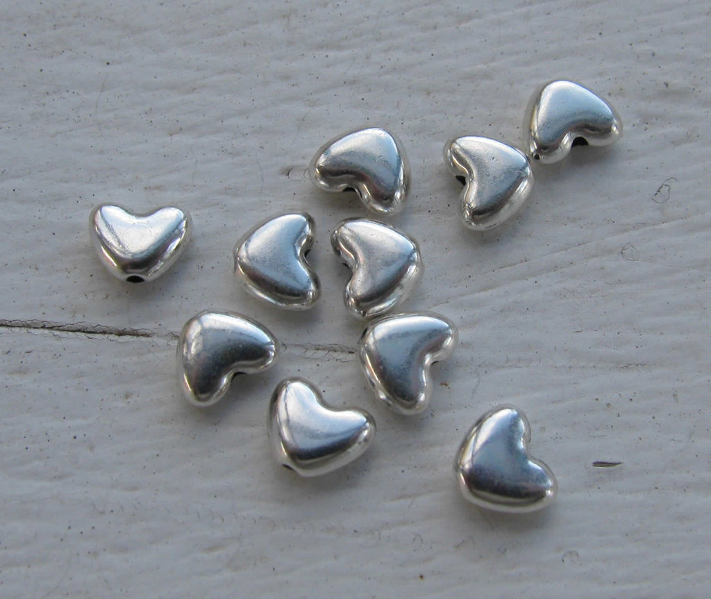 Mellandel Silverpläterad - Litet Hjärta, 6mm, 10-pack Grekisk Metall