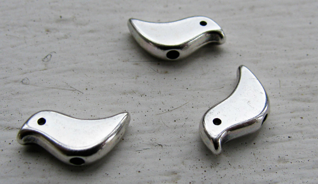 Mellandel silverfärgad - Fågel, 12x6mm, 3-pack Grekisk Metall