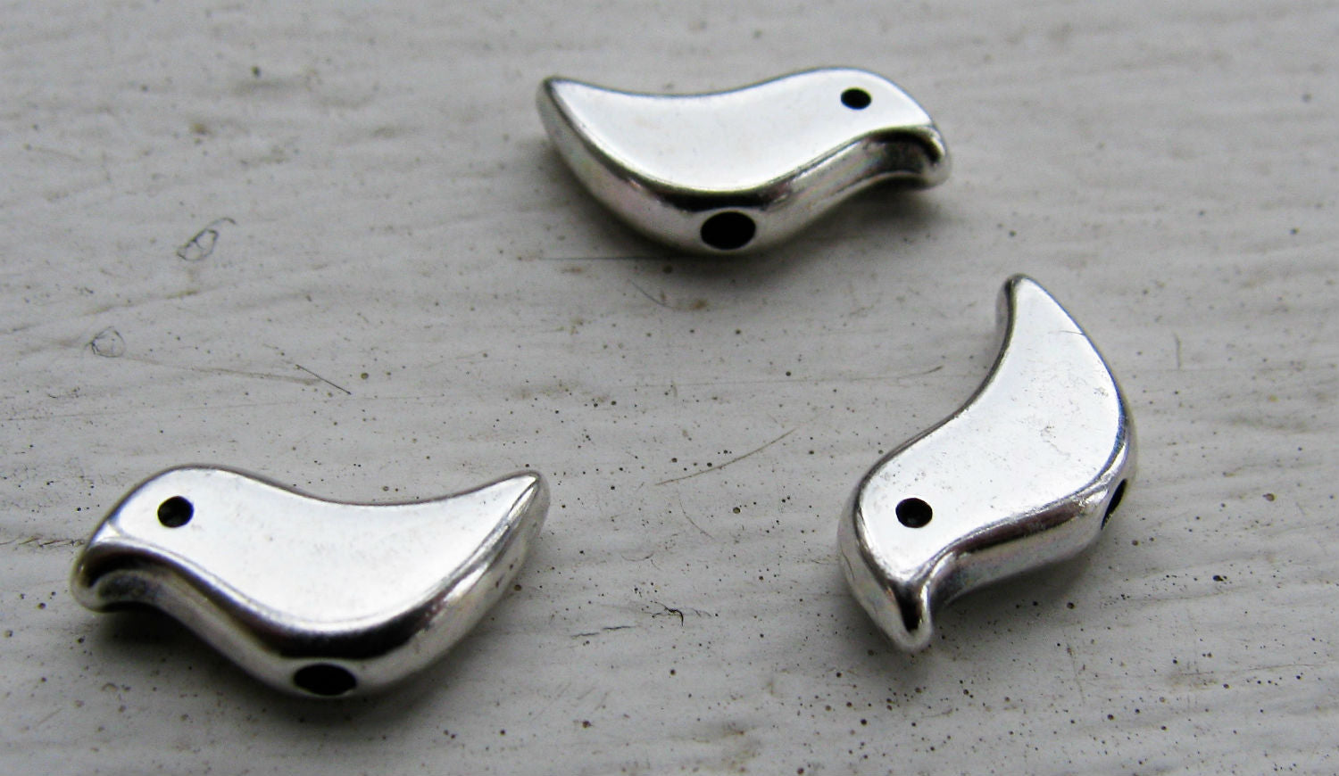 Mellandel silverfärgad - Fågel, 12x6mm, 3-pack Grekisk Metall