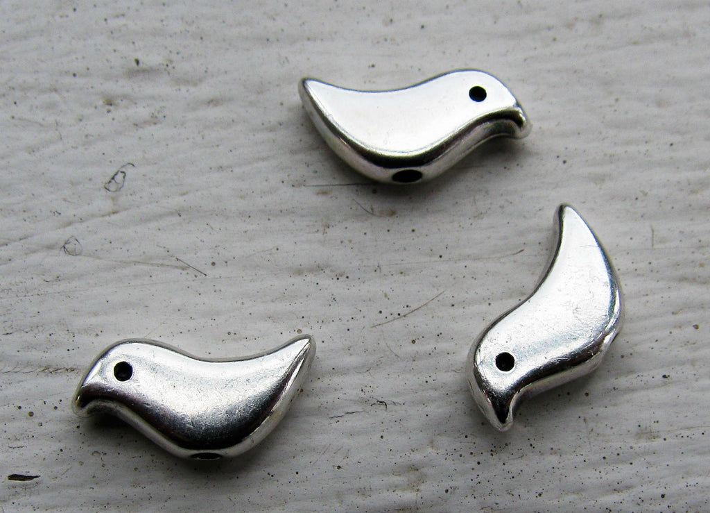 Mellandel silverfärgad - Fågel, 12x6mm, 3-pack Grekisk Metall