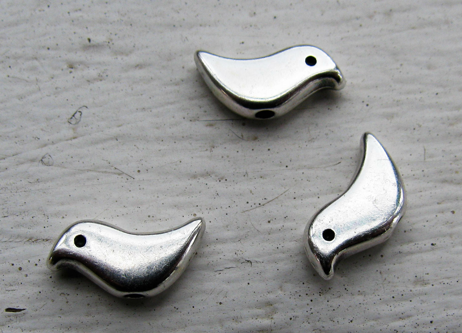 Mellandel silverfärgad - Fågel, 12x6mm, 3-pack Grekisk Metall