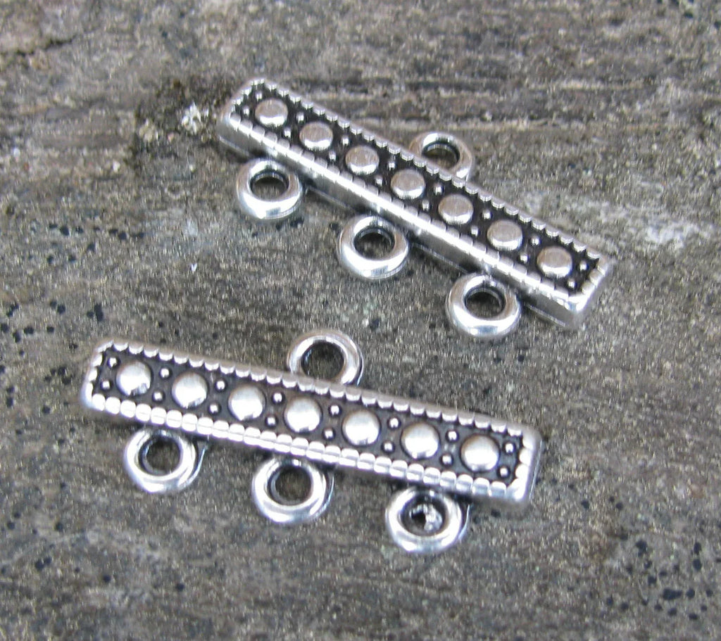 Connector/avslut silverfärgad - 1 till 3 med prickar, 2-pack Grekisk Metall