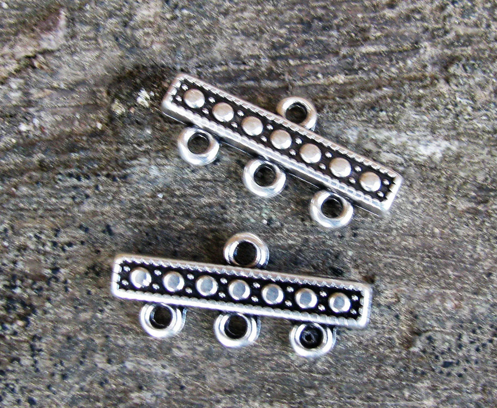 Connector/avslut silverfärgad - 1 till 3 med prickar, 2-pack Grekisk Metall