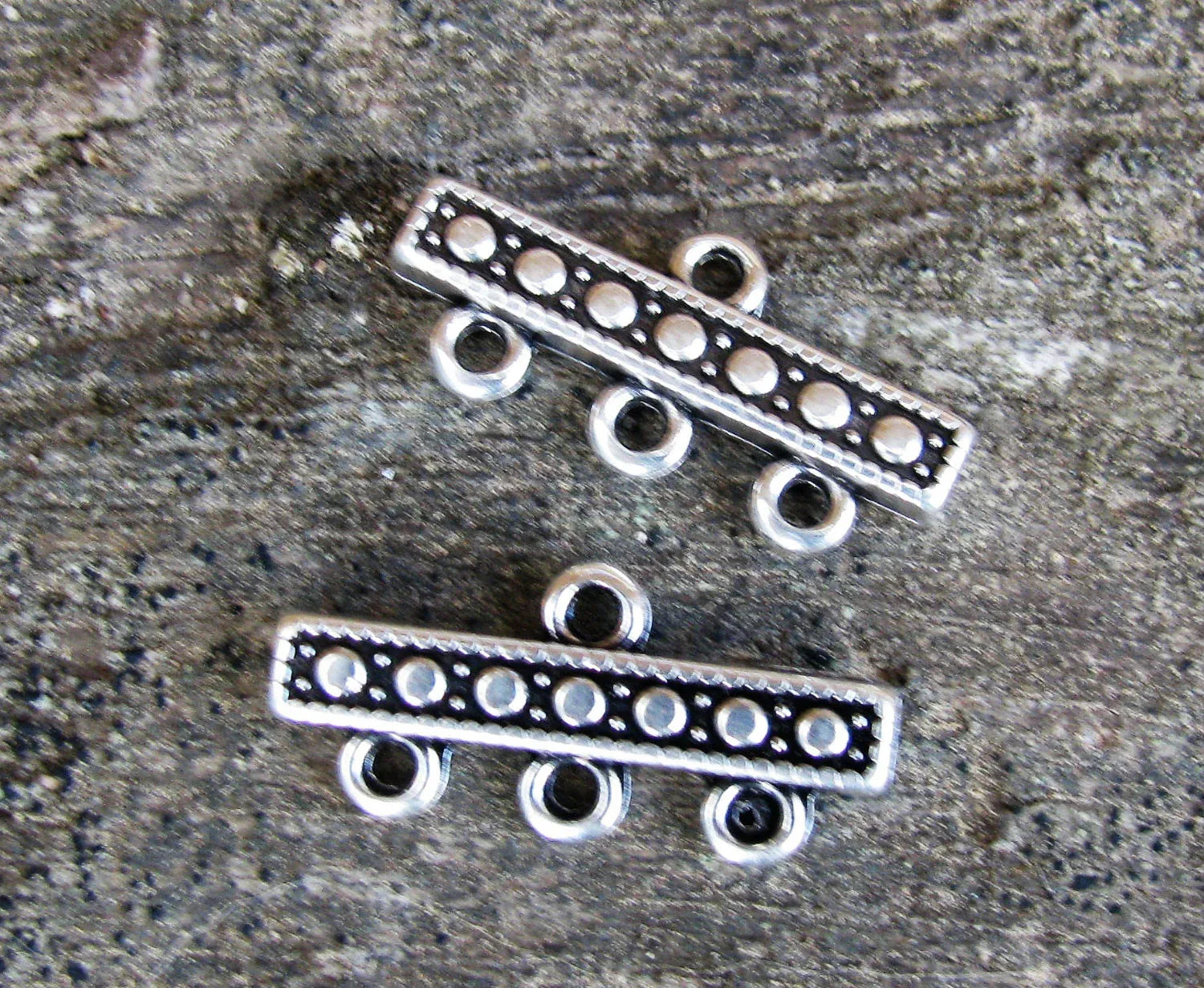 Connector/avslut silverfärgad - 1 till 3 med prickar, 2-pack Grekisk Metall