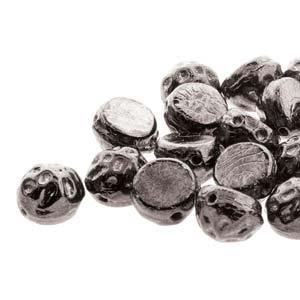 Baroque Cabochon - Jet Gunmetal 7mm 2-håls 10-pack Hilmas Pyssel