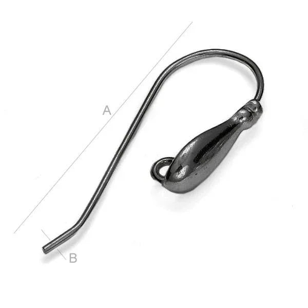 925 Silver Svart Rhodium Örkrokar - 28mm, 1 Par - Hilmas Pyssel