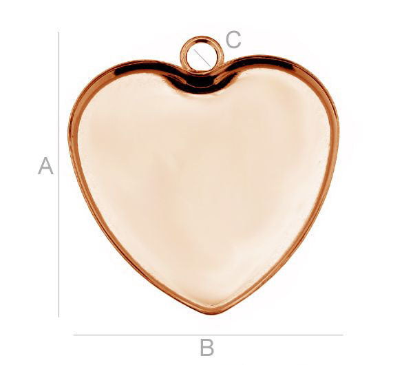 925 Silver 18K Rose Gold - Ram Hjärta 27mm 1 styck Hilmas Pyssel