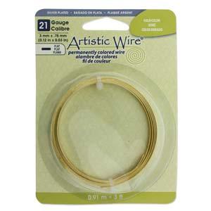 Artistic Wire Flat 21 Ga - Silverpläterad Gold, 1 rulle - Hilmas Pyssel