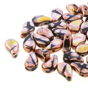 Paisley Duo - Jet Full Capri Gold Batik 8x5mm - 10 gram Hilmas Pyssel
