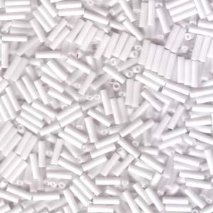 Miyuki Bugle Beads - Opaque White 6 mm, 17 gram Miyuki