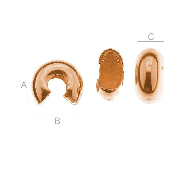 Klämtäckare i 925 Silver med 18K Rose Gold - 5.8x2.7mm 1 styck Hilmas Pyssel