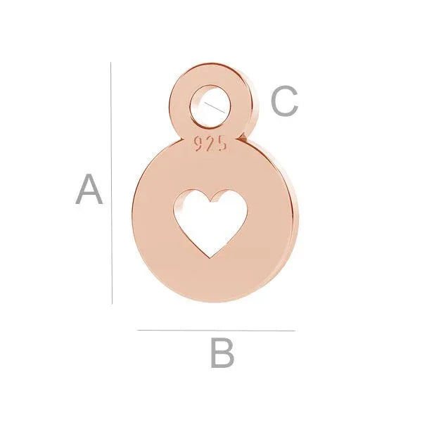 Berlock i 925 Silver med 18K Rose Gold - Hjärta 7x5mm 1 styck Hilmas Pyssel