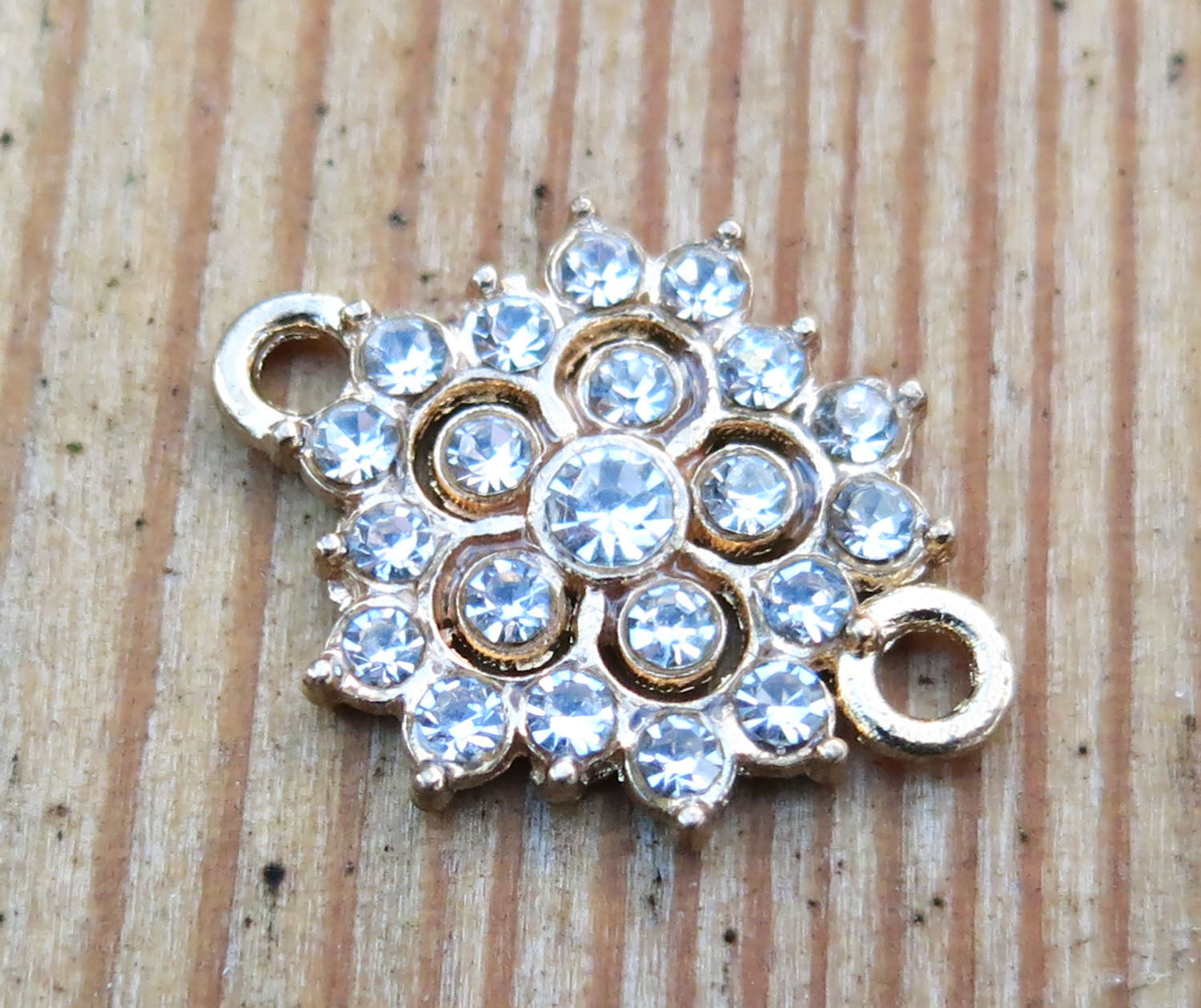 Connector Guldfärgad - Snöflinga med Strasstenar 1 Styck Grekisk Metall