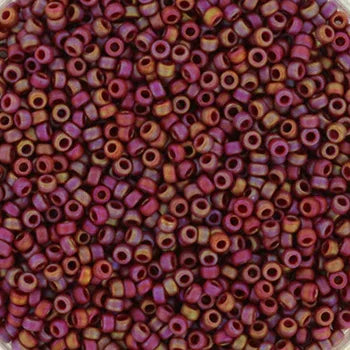 Miyuki Seed Beads - Opaque Glazed Frosted Rainbow Dark Red 15/0, 10 gram Miyuki