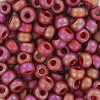 Miyuki Seed Beads - Opaque Glazed Frosted Rainbow Dark Red 6/0 - 10 Gram Miyuki
