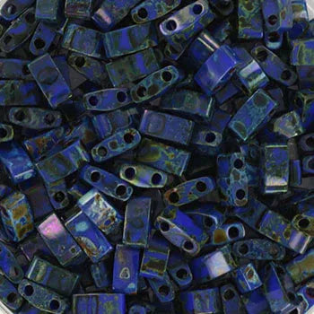 Miyuki Half Tila - Opaque Picasso Cobalt 5x2,5mm, 5 gram Miyuki