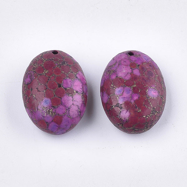 Imiterad Turkos - Ovalt hänge Lila/Rosa 30x22mm 1 styck Hilmas Pyssel
