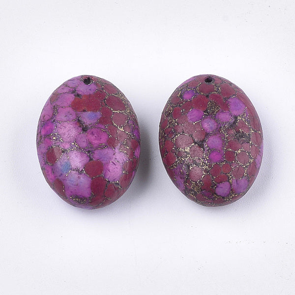 Imiterad Turkos - Ovalt hänge Lila/Rosa 30x22mm 1 styck Hilmas Pyssel