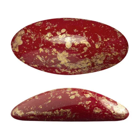 Athos® par Puca® - Opaque Coral Red Splash 20x10mm, 1 styck Les perles par Puca® - Paris