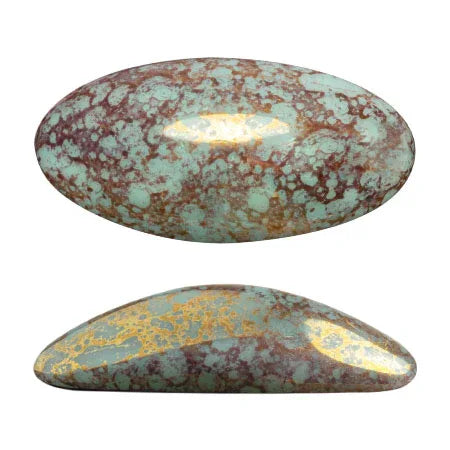 Athos® par Puca® - Opaque Light Green Turquoise Bronze 20x10mm, 1 styck Les perles par Puca® - Paris