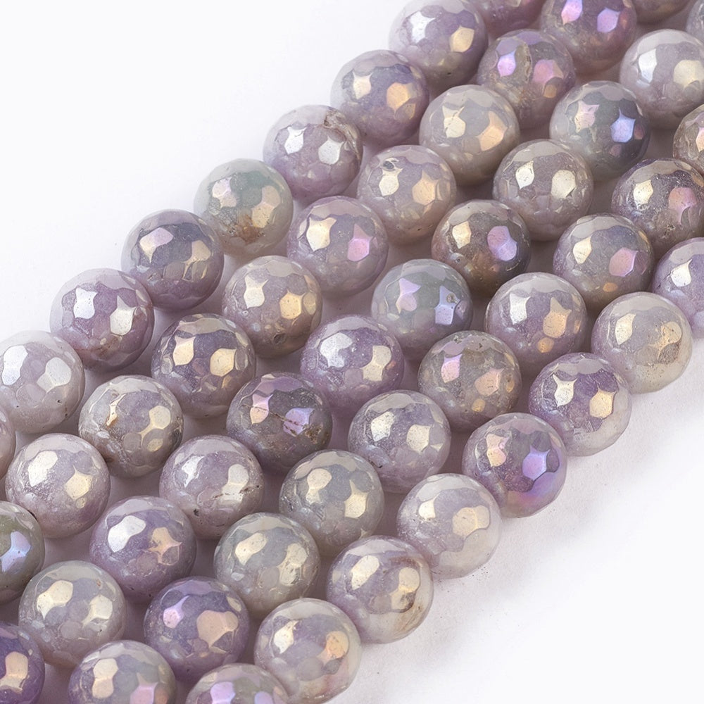 Jade Facetterad - Lila oljeskimmer 12mm 1 styck Hilmas Pyssel