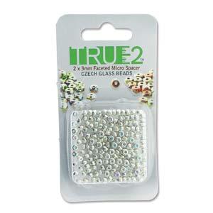 Facetterad Micro Spacers - Fine Silver Plate AB 2x3mm, 6 gram Hilmas Pyssel