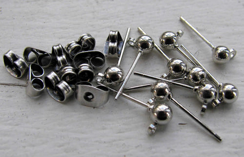 Örstickare Silverfärgad - Kula med Ögla, 4mm, 10-pack Grekisk Metall