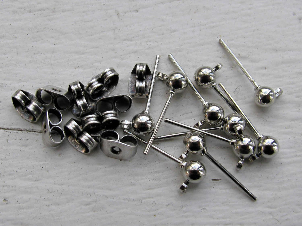 Örstickare Silverfärgad - Kula med Ögla, 4mm, 10-pack Grekisk Metall