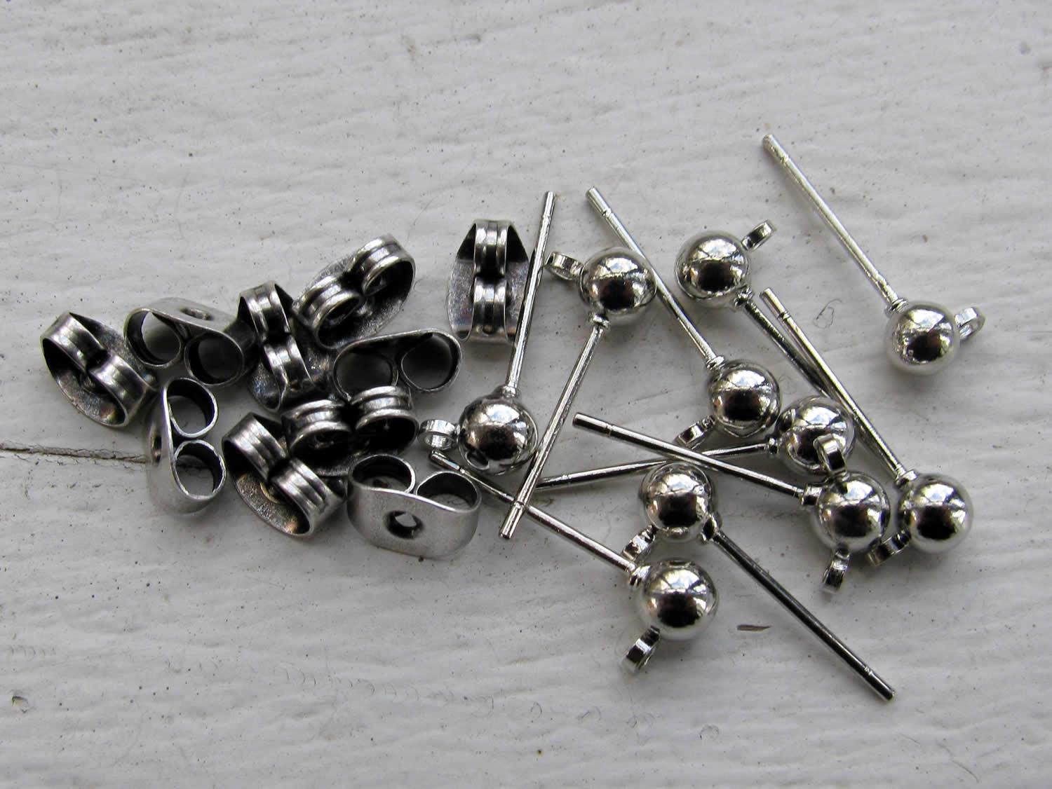 Örstickare Silverfärgad - Kula med Ögla, 4mm, 10-pack Grekisk Metall