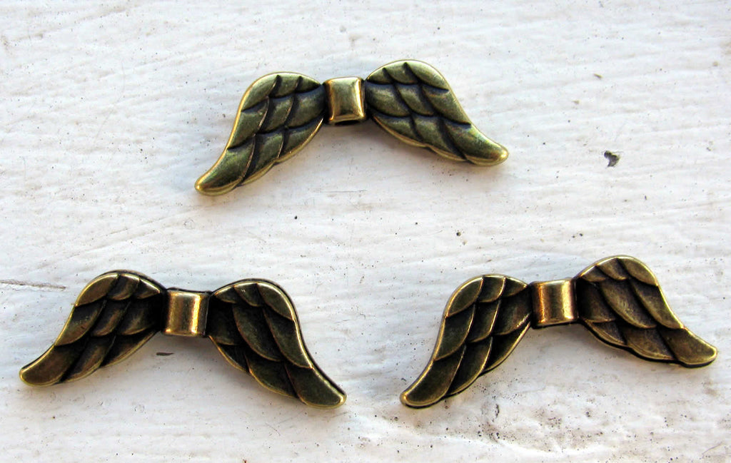 Mellandel bronsfärgade - Stora änglavingar 31x11mm 3-pack Grekisk Metall