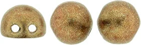CzechMates Cabochon - Saturated Metallic Warm Taupe 7mm 2-håls, 10-pack CzechMates